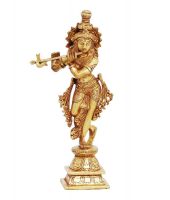 Ark Creation God Krishna Standing With Flute Idol