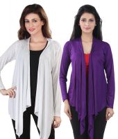 Bfly White & Purple Long Shrugs Combo