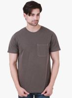 Cherymoya Brown Solid Round Neck T-Shirt