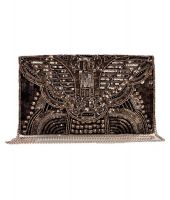 Diwaah Black & Beige Cotton Clutch