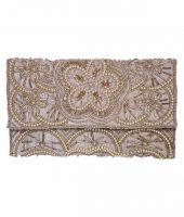 Diwaah White Silk Magnit Button Clutch