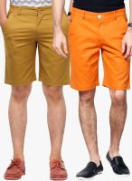 Hubberholme Pack Of 2 Beige & Rust Shorts