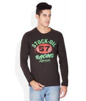 John Players Black Round Neck T Shirt