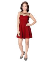 Tanisshi Fashion Red Poly Cotton A Line Dress