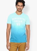 United Colors of Benetton Blue Solid Round Neck T-Shirts