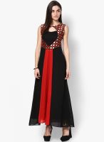 Athena Black Colored Printed Maxi Dress