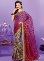 Inddus Wine Printed Saree