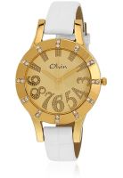 Olvin 1695 Yl02 White/Golden Analog Watch