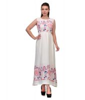 Aavarnam By Renu White Cotton Maxi Dress