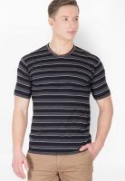 Hypernation Black Striped Round Neck T-Shirts
