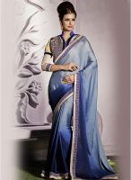 Indian Women By Bahubali Violet Indigo Embroidered Saree