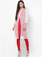 Aum Red Embroidered Kurtis