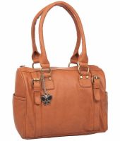 Butterflies Tan P.U. Shoulder Bag