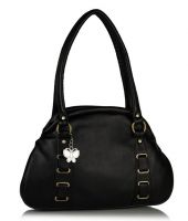 Butterflies Black P.U. Shoulder Bag