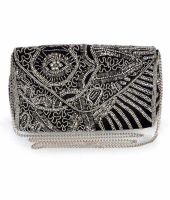 Diwaah Black Silver Embellished Clutch