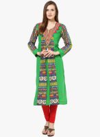 Kurti'S Green Embroidered Kurtis