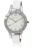 Olvin 1695 Sl02 White/Silver Analog Watch