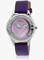 Olvin Quartz 1678 Sl04 Purple Analog Watch