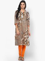 Rain & Rainbow Brown Cotton Kurti