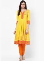 Rangriti Cotton Yellow Kurta