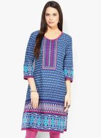 Stylet Blue Embroidered Kurtis