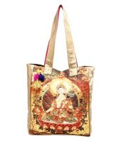 The House Of Tara Red & Golden Quilted Design Tote Bag