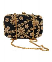 Uptown Black & Golden Velvet Clutch