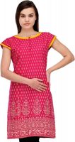 Fuchsia Designs Printed, Woven Women's Straight Kurta(Pink)