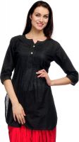 Fuchsia Designs Self Design, Woven Women's Straight Kurta(Black)