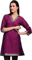 Fuchsia Designs Woven, Solid Women's Straight Kurta(Purple)
