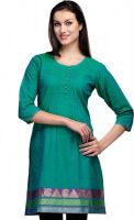 Fuchsia Designs Woven, Solid Women's Straight Kurta(Green)
