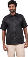 Karlsburg Men's Embroidered Casual Black, Brown Shirt