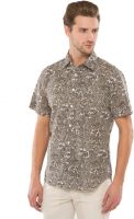 Mavango Men's Floral Print Casual Beige Shirt