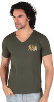 Anger Beast Printed Men's V-neck Green T-Shirt