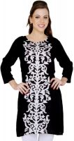 Cenizas Casual Printed Women's Kurti(Black, White)