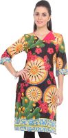 DeDe'S Casual Floral Print Women's Kurti(Black, Yellow, Green, Red)