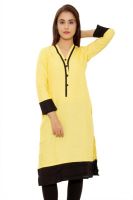 GMI Casual Solid Women's Kurti(Yellow)