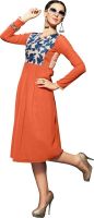 Jiya Party, Festive Self Design, Embroidered Women's Kurti(Orange)