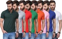 TSX Solid Men's Polo Neck Multicolor T-Shirt(Pack of 8)