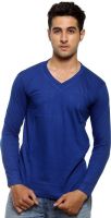 Trendmakerz Solid Men's V-neck Blue T-Shirt