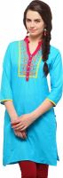 Yepme Casual Embroidered Women's Kurti(Light Blue)