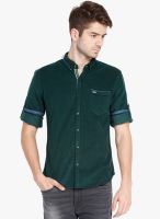Locomotive Green Solid Slim Fit Casual Shirt