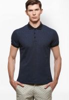 Sisley Navy Blue Printed Polo T-Shirt