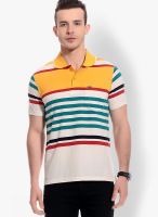 Tab91 White Striped Polo T-Shirts