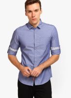 The Indian Garage Co. Solid Blue Casual Shirt