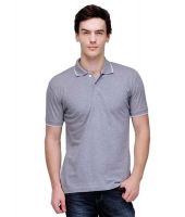 Uc Young Gray Cotton Half Polo T-shirts