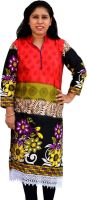 Aarti Collections Printed Women's A-line Kurta(Red, Black)