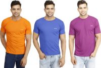 Eprilla Solid Men's Round Neck Orange, Purple, Blue T-Shirt(Pack of 3)