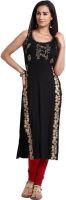 Ira Soleil Casual, Festive Printed Women's Kurti(Black)