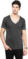 Izinc Solid Men's V-neck Grey T-Shirt